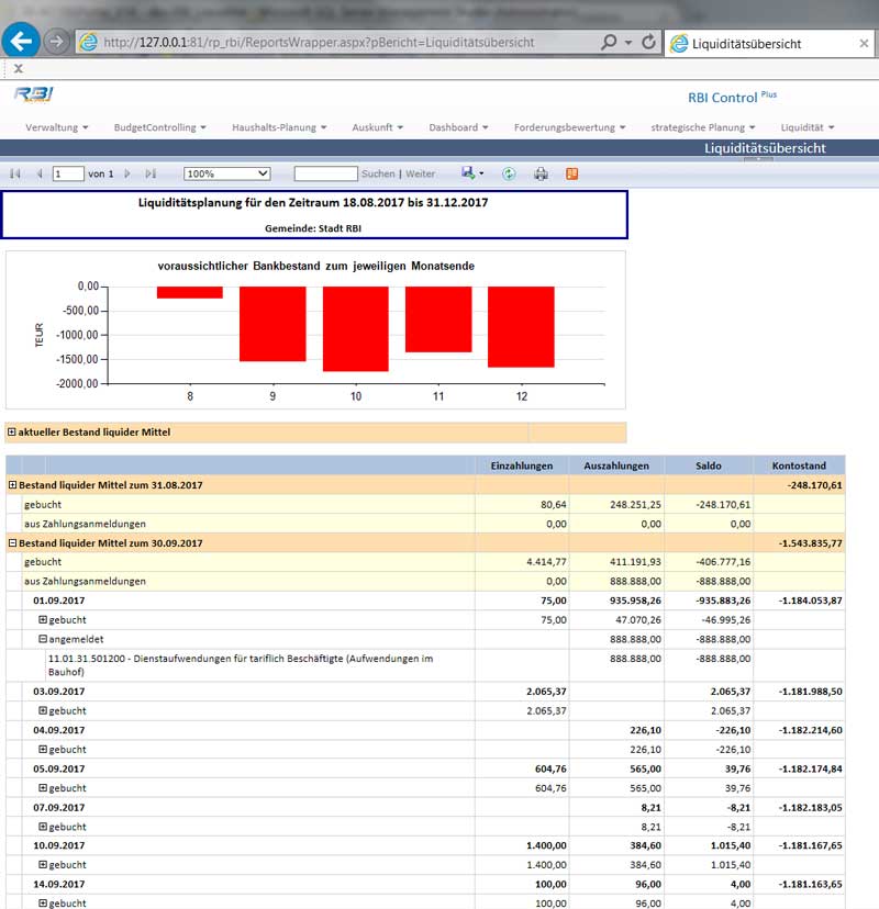 Liquiditätsplanung für Kommunalverwaltungen RBI Business Intelligence